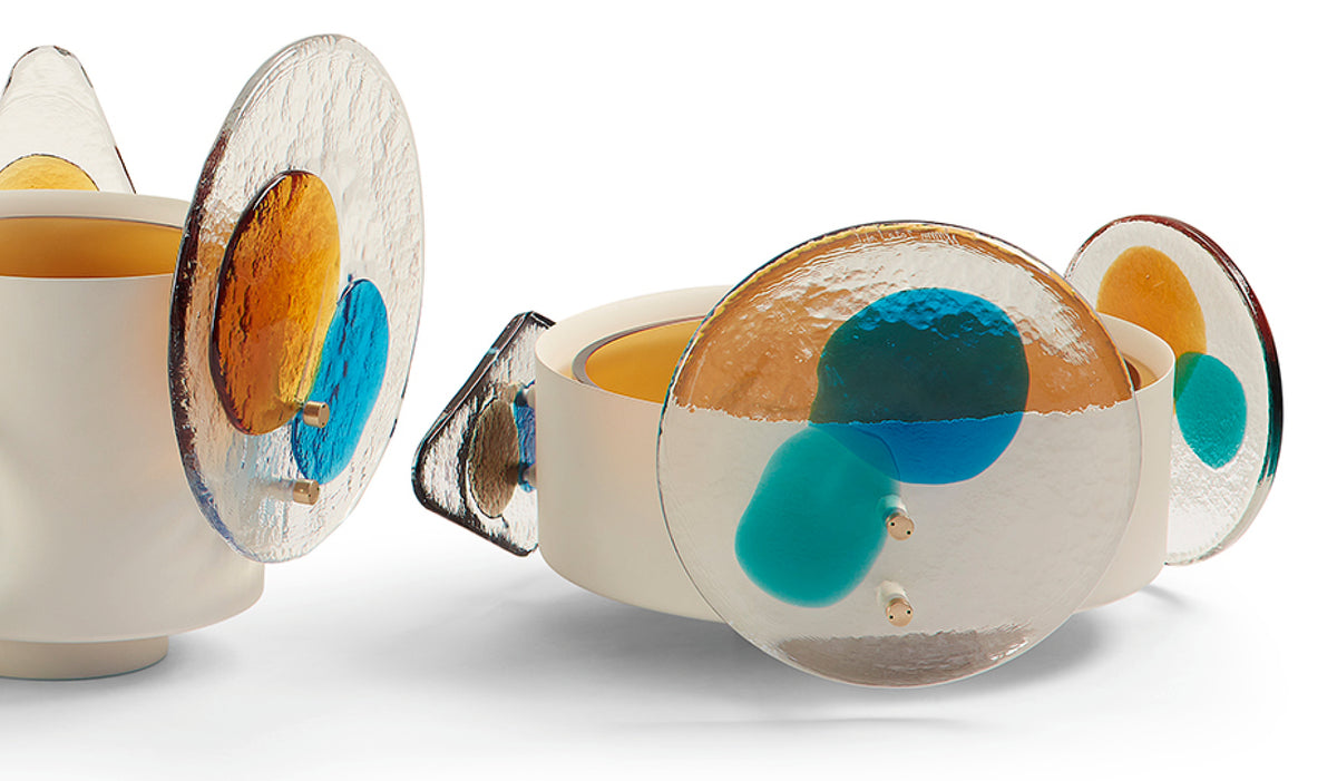 Vase Colourdisc de Bethan Laura Wood - Cassina-coupe et vase avec disques de verre colorés-Cassina