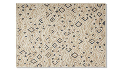 Tapis Ténéré en jute - Cassina-vue de dessus, motifs losanges gris sur fond beige-Cassina