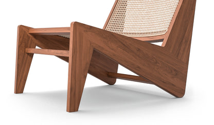 Fauteuil 058 Kangaroo, hommage à Pierre Jeanneret - Cassina-détail de la structure en noyer et de la canne-The Woods Gallery
