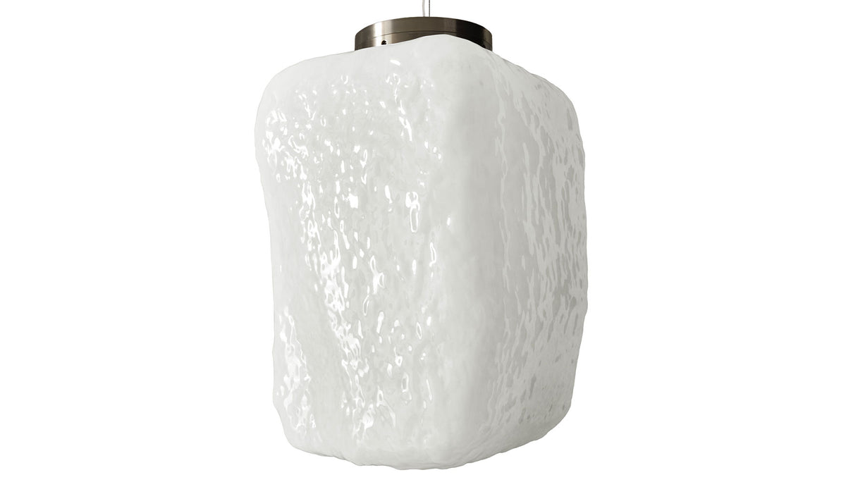 Suspension Wax, Stone, Light de Linde Freya Tangelder - Cassina-vue de face, suspension en verre blanc texturé-Cassina