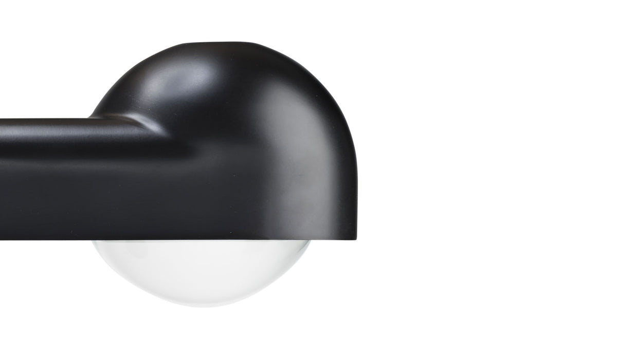 Lampadaire Domo de Joe Colombo - Cassina-détail de la tête noire et du globe-Cassina