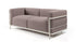 Canapé 3 Grand Confort (LC3) grand modèle, Outdoor - Cassina-vue de trois quarts, deux places, tissu taupe, cadre blanc-Cassina