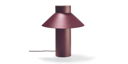 Lampe à poser Riscio de Joe Colombo - Cassina-vue de face, abat-jour conique bordeaux-Cassina
