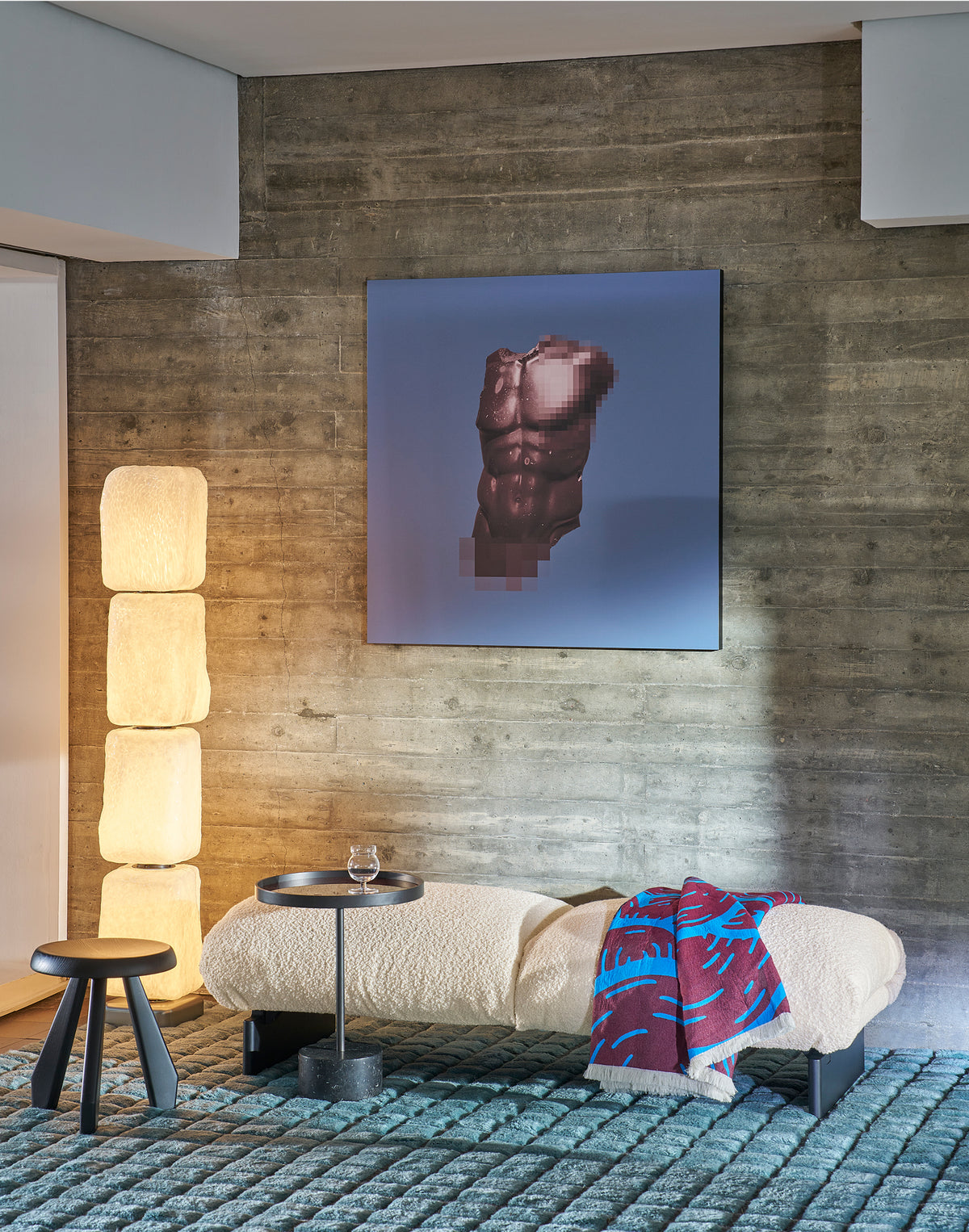 Lampadaire Wax, Stone, Light de Linde Freya Tangelder - Cassina-colonne lumineuse en blocs près d&