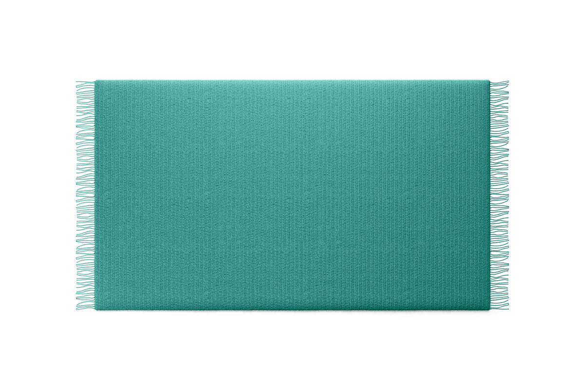 Plaid Edys en cachemire - Cassina-vue à plat, plaid turquoise à franges-Cassina