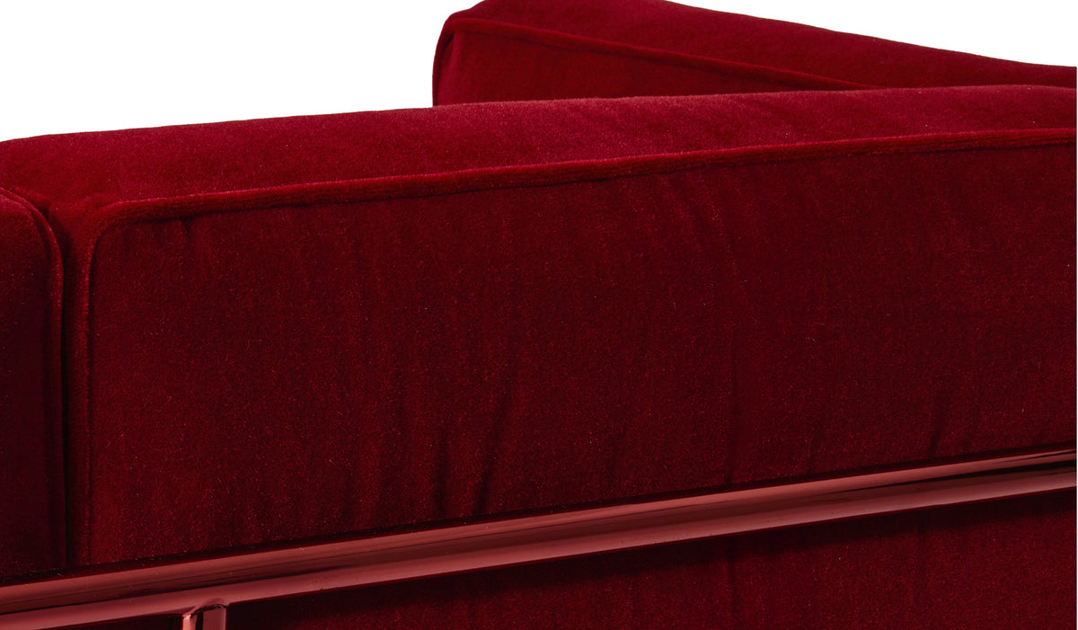 Fauteuil 3 Grand Confort (LC3) grand modèle, édition 60 ans - Cassina-détail du dossier en velours rouge-Cassina