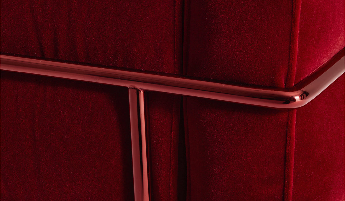 Fauteuil 3 Grand Confort (LC3) grand modèle, édition 60 ans - Cassina-velours rouge et tube métallique cuivré-Cassina