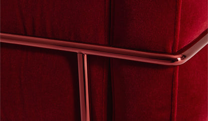 Fauteuil 3 Grand Confort (LC3) grand modèle, édition 60 ans - Cassina-velours rouge et tube métallique cuivré-Cassina