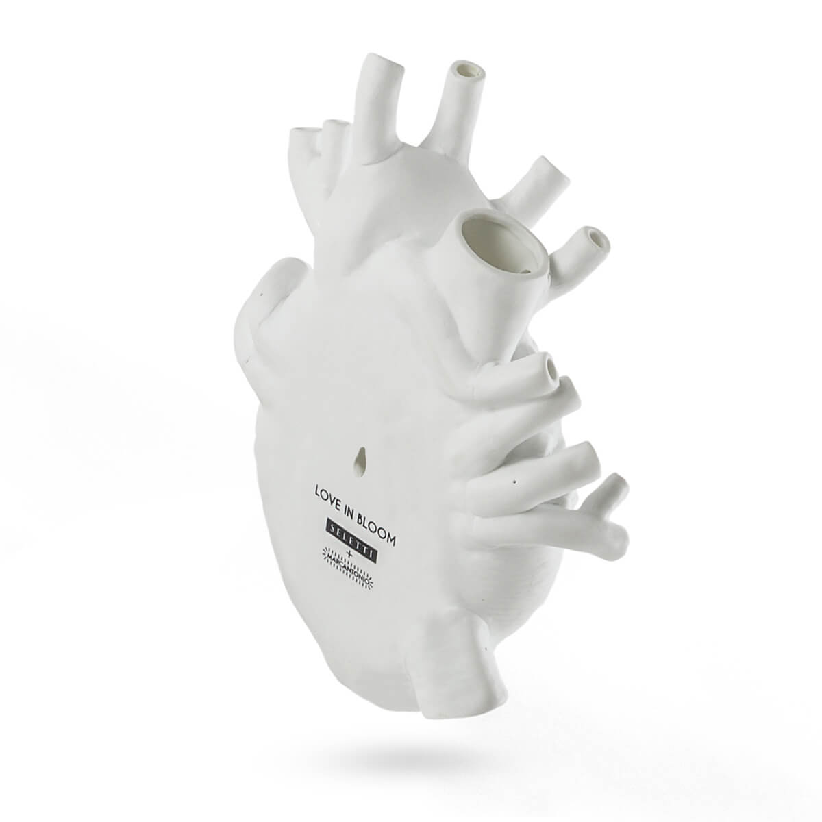 Vase coeur Love In Bloom Giant blanc de Marcantonio - Seletti-cœur blanc de profil, artères ouvertes-Seletti