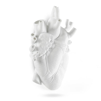 Vase coeur Love In Bloom Giant blanc de Marcantonio - Seletti-cœur blanc de face, reliefs des veines-Seletti