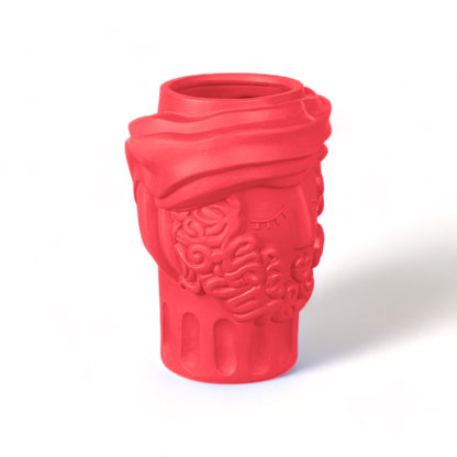 Vase Testa di Moro Man Magna Graecia rose de Antonio Aricò - Seletti-tête de trois quarts, drapé du turban-Seletti