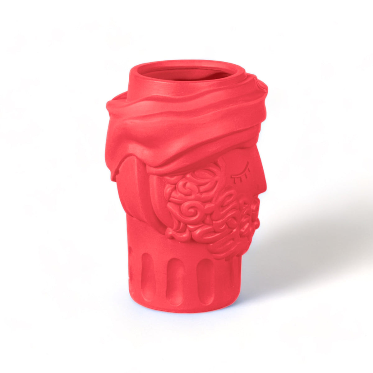 Vase Testa di Moro Man Magna Graecia rose de Antonio Aricò - Seletti-profil droit, boucles en relief-Seletti