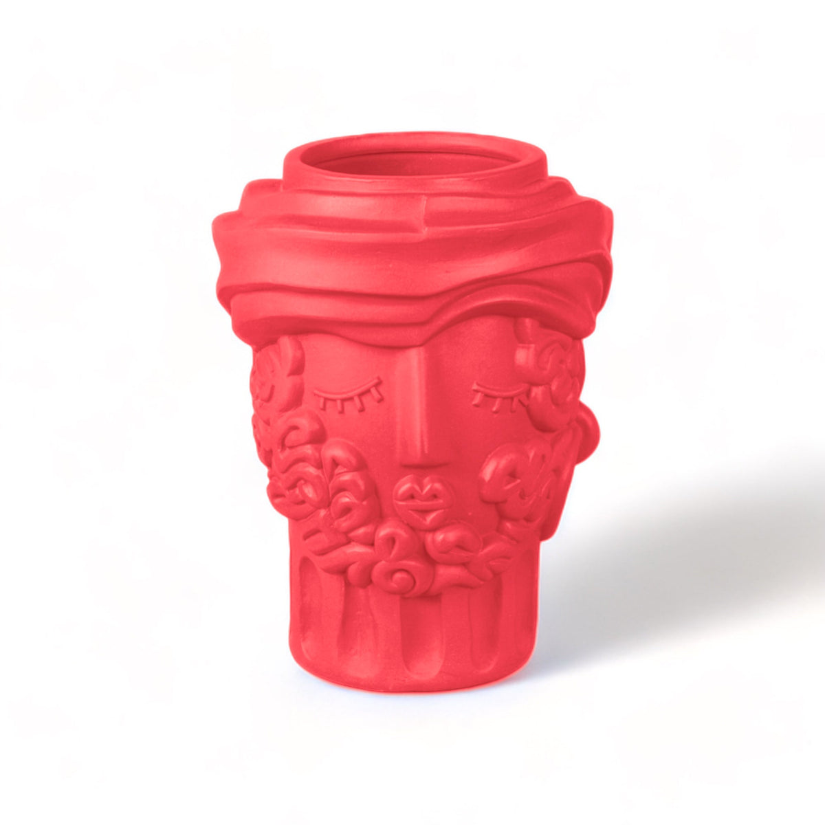 Vase Testa di Moro Man Magna Graecia rose de Antonio Aricò - Seletti-vase tête masculine en terre cuite rose, vue de face-Seletti
