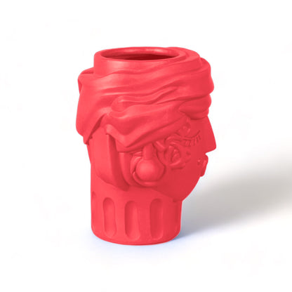 Vase Testa di Moro Women Magna Graecia rose de Antonio Aricò - Seletti-profil droit, boucles en relief-Seletti