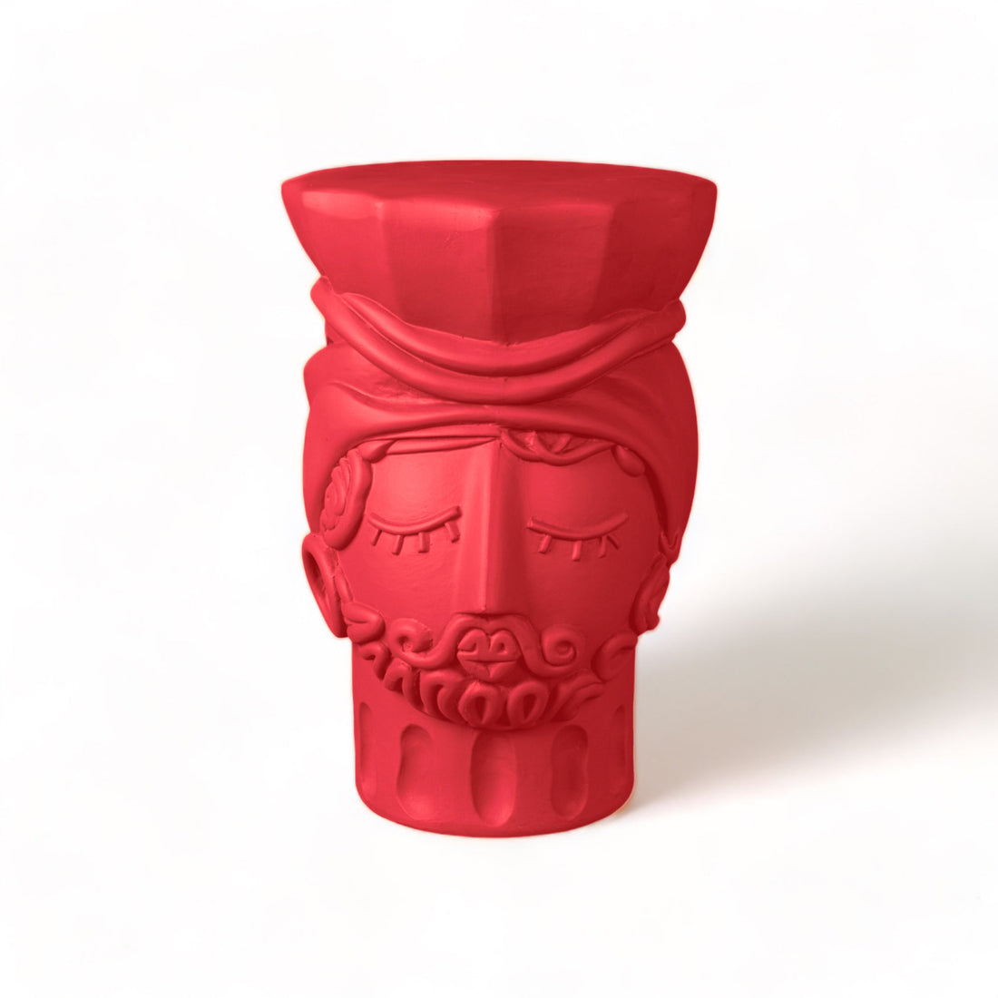 Tabouret Testa di Moro Man Magna Graecia rose de Antonio Aricò - Seletti-tabouret tête masculine en terre cuite rose, vue de face-Seletti