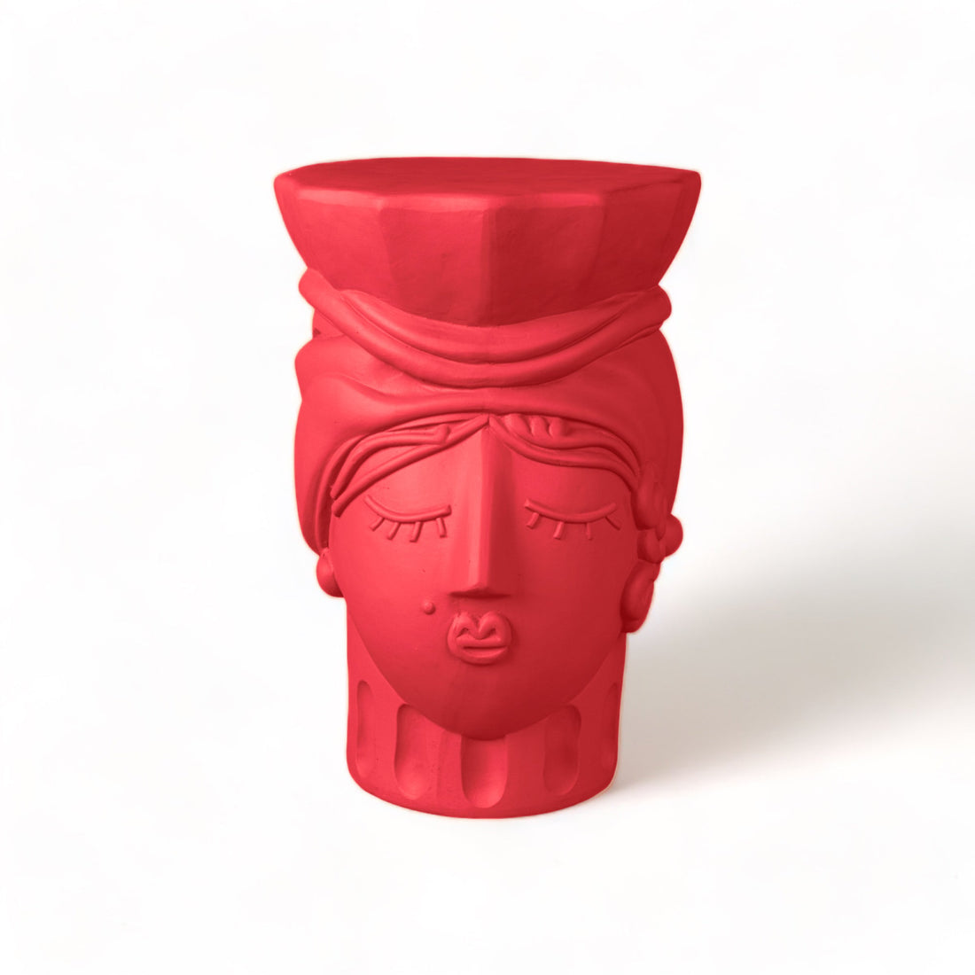 Tabouret Testa di Moro Woman Magna Graecia rose de Antonio Aricò - Seletti-tabouret tête féminine en terre cuite rose, vue de face-Seletti