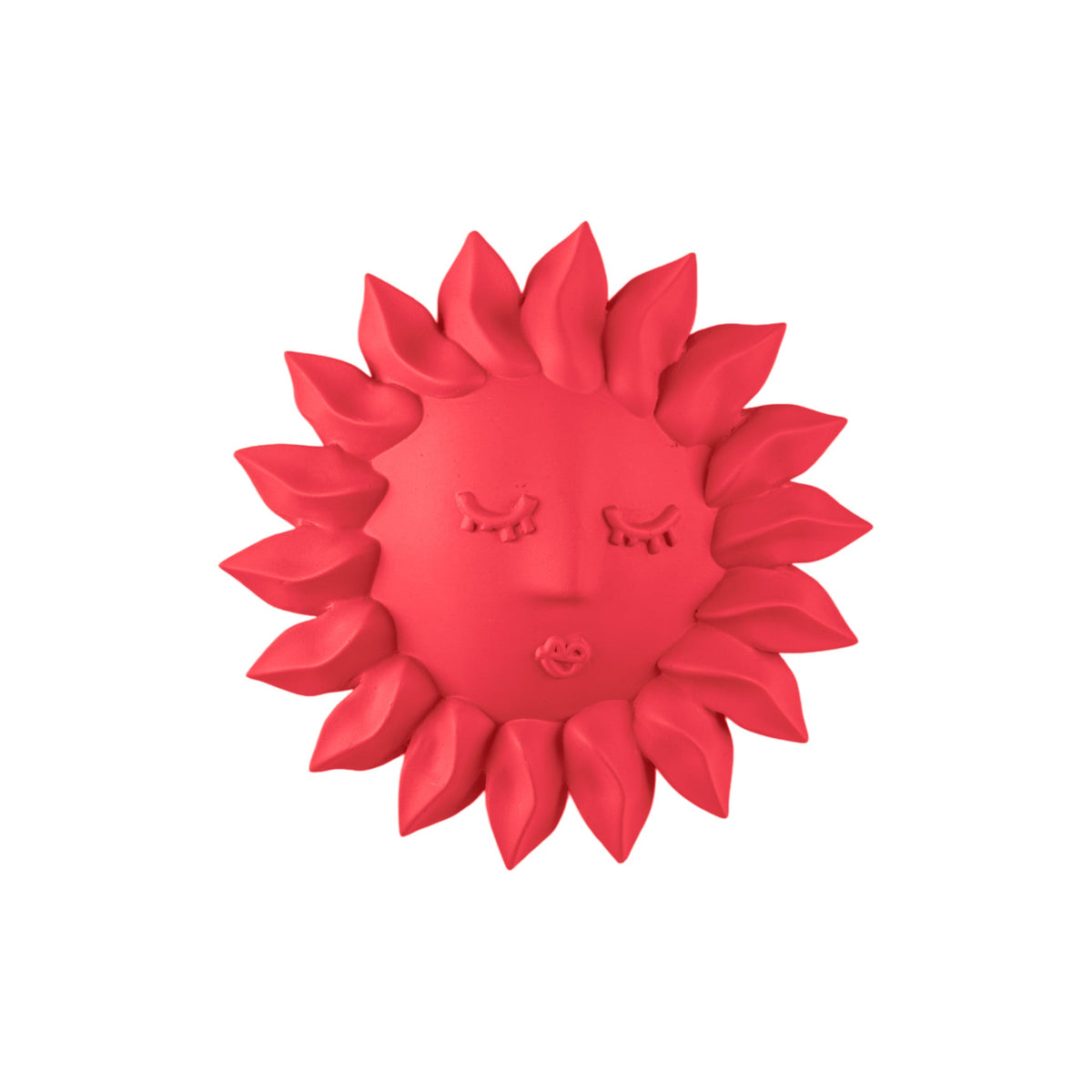 Décoration murale Sole Magna Graecia rose de Antonio Aricò - Seletti-un soleil au visage endormi en terre cuite rose, vu de face-Seletti