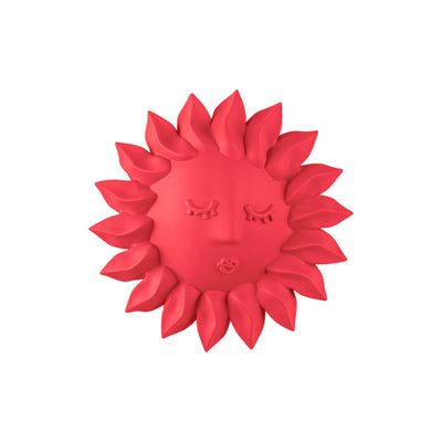 Décoration murale Sole Magna Graecia rose de Antonio Aricò - Seletti-un soleil au visage endormi en terre cuite rose, vu de face-Seletti