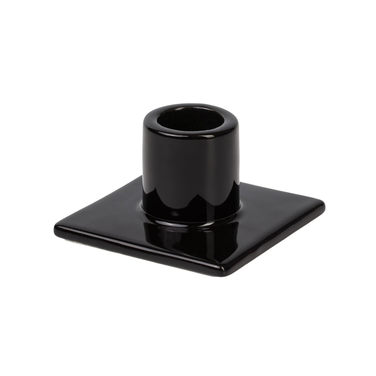 Bougeoir à pied pour bougie bâton noir de Seletti-bougeoir noir vu de trois quarts, douille cylindrique-Seletti