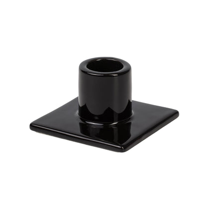 Bougeoir à pied pour bougie bâton noir de Seletti-bougeoir noir vu de trois quarts, douille cylindrique-Seletti
