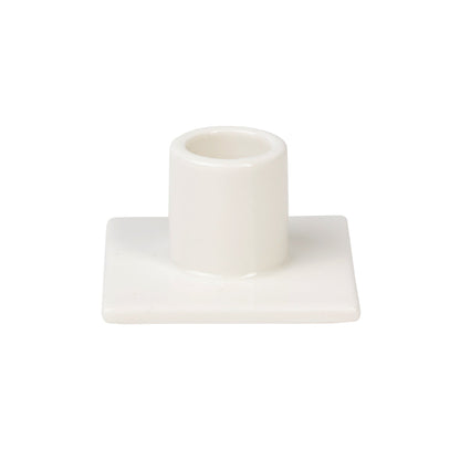 Bougeoir à pied pour bougie bâton blanc de Seletti-bougeoir blanc à socle carré, vu de face-Seletti