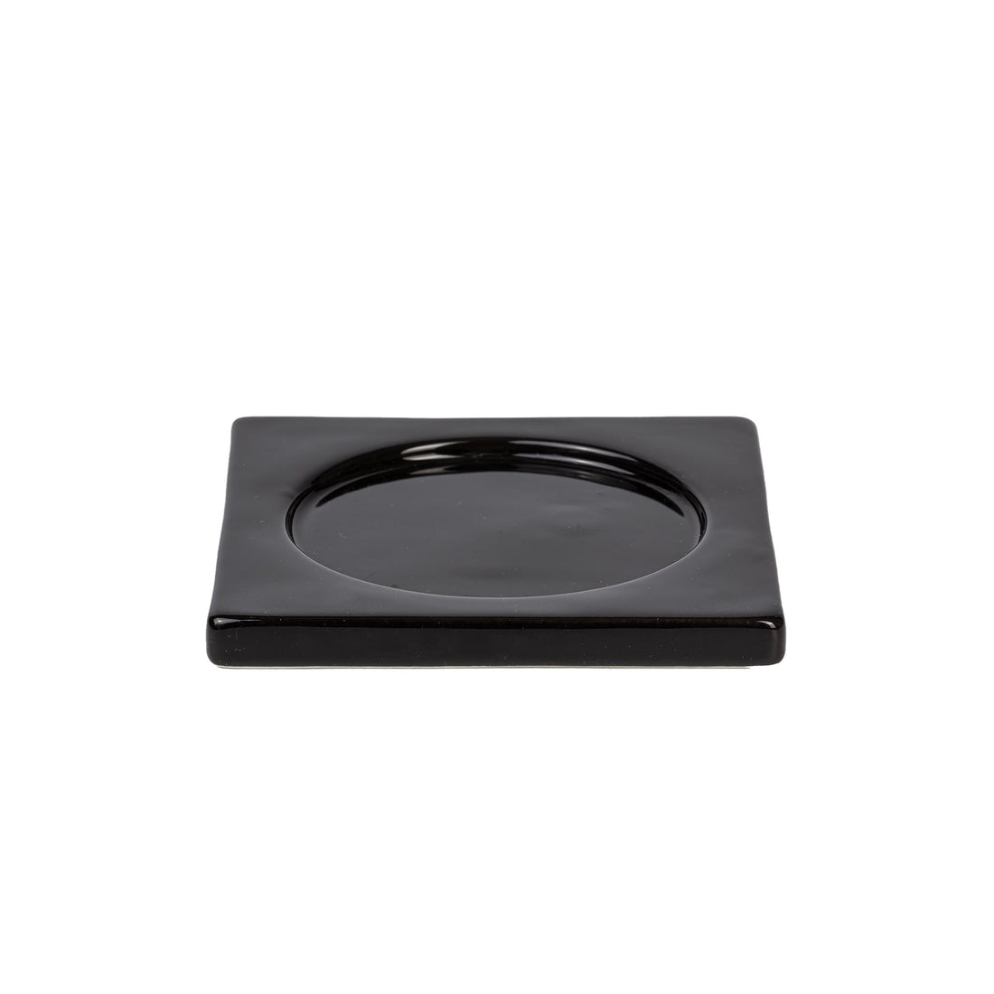 Bougeoir plat pour bougie chauffe-plat noir de Seletti-bougeoir plat noir vu de trois quarts-Seletti