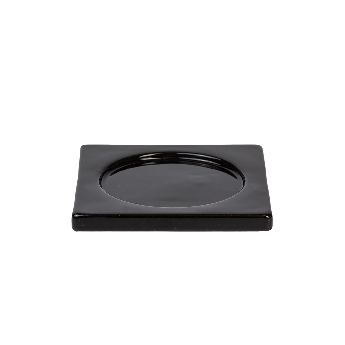 Bougeoir plat pour bougie chauffe-plat noir de Seletti-bougeoir plat noir vu de trois quarts-Seletti