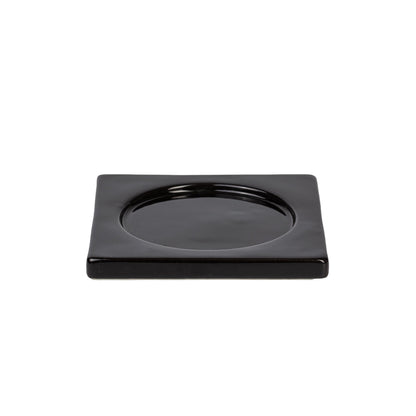 Bougeoir plat pour bougie chauffe-plat noir de Seletti-bougeoir plat noir vu de trois quarts-Seletti