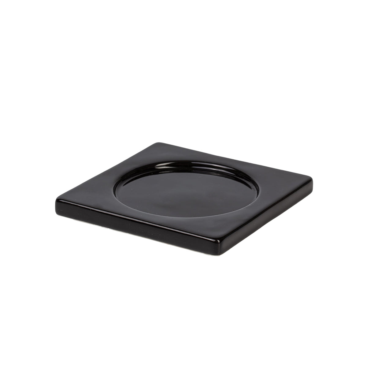Bougeoir plat pour bougie chauffe-plat noir de Seletti-bougeoir plat noir, creux circulaire au centre-Seletti