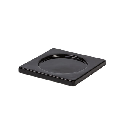 Bougeoir plat pour bougie chauffe-plat noir de Seletti-bougeoir plat noir, creux circulaire au centre-Seletti