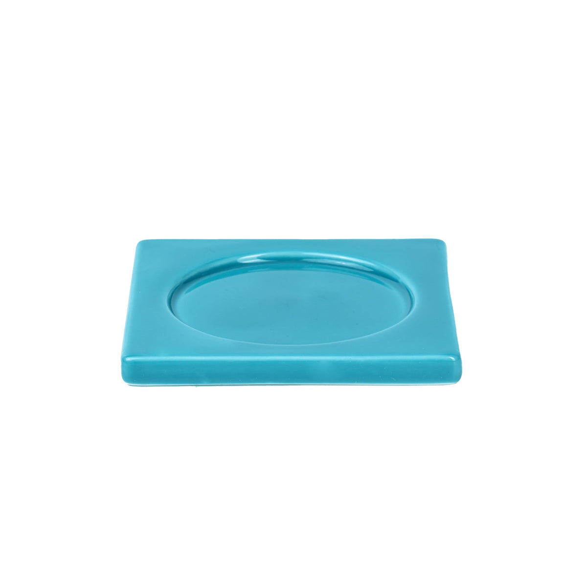 Bougeoir plat pour bougie chauffe-plat bleu de Seletti-bougeoir plat turquoise vu de trois quarts-Seletti