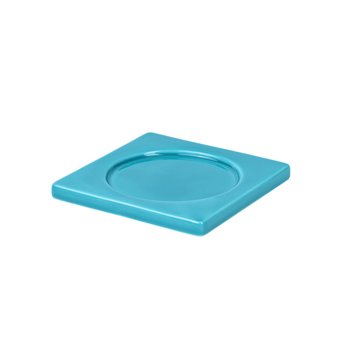 Bougeoir plat pour bougie chauffe-plat bleu de Seletti-bougeoir plat turquoise, creux circulaire au centre-Seletti