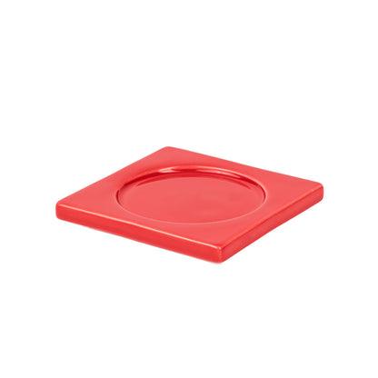 Bougeoir plat pour bougie chauffe-plat rouge de Seletti-bougeoir plat rouge, creux circulaire au centre-Seletti