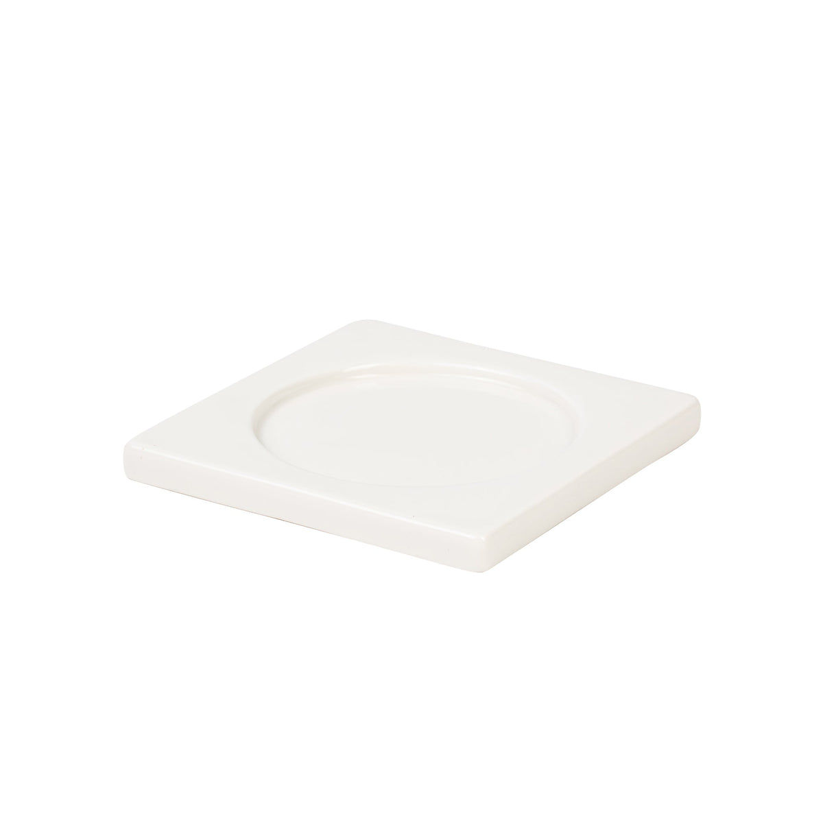 Bougeoir plat pour bougie chauffe-plat blanc de Seletti-bougeoir plat blanc, creux circulaire au centre-Seletti