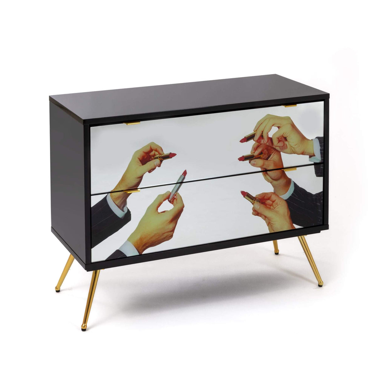 Commode 2 tiroirs Lipsticks Black de ToiletPaper - Seletti-vue 2-The Woods Gallery