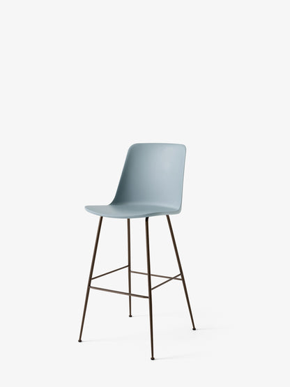 Chaise de bar Rely HW96 Bleu clair piètement tube bronze - &amp;Tradition