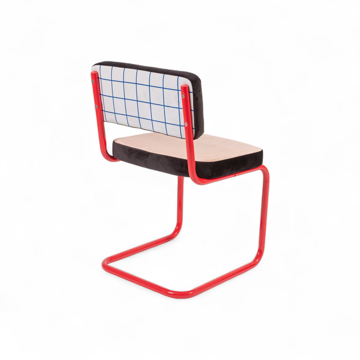 Chaise Super Chair de Hello Again - Seletti-Grille bleue, vue de trois quarts arrière-The Woods Gallery