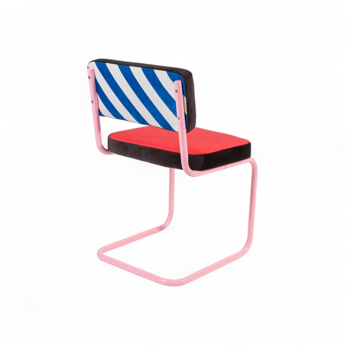 Chaise Super Chair de Hello Again - Seletti-Rayures bleues, vue de trois quarts arrière-The Woods Gallery