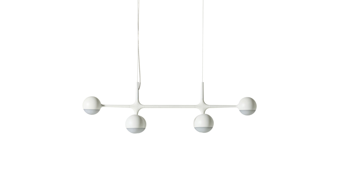 Suspension Dot Pattern Light de Charles et Ray Eames - Cassina-vue de face, sphères blanches sur barre-Cassina