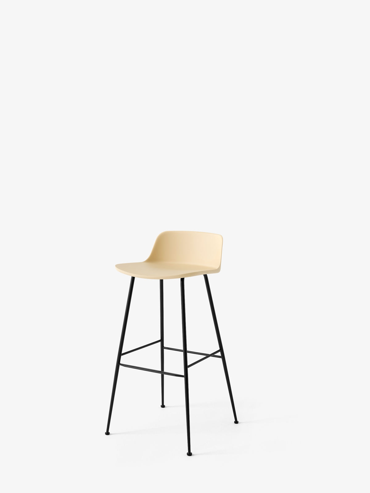 Tabouret de bar Rely HW86 Beige sable piètement tube noir - &amp;Tradition
