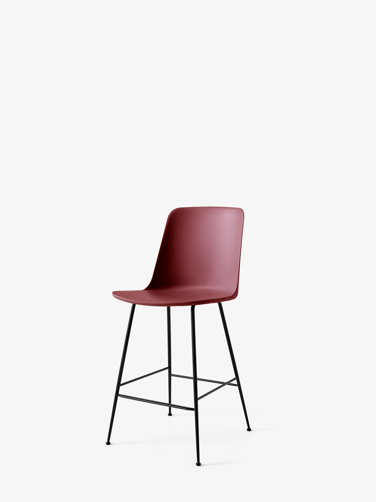 Chaise de comptoir Rely HW91 Brun rouge piètement tube noir - &amp;Tradition