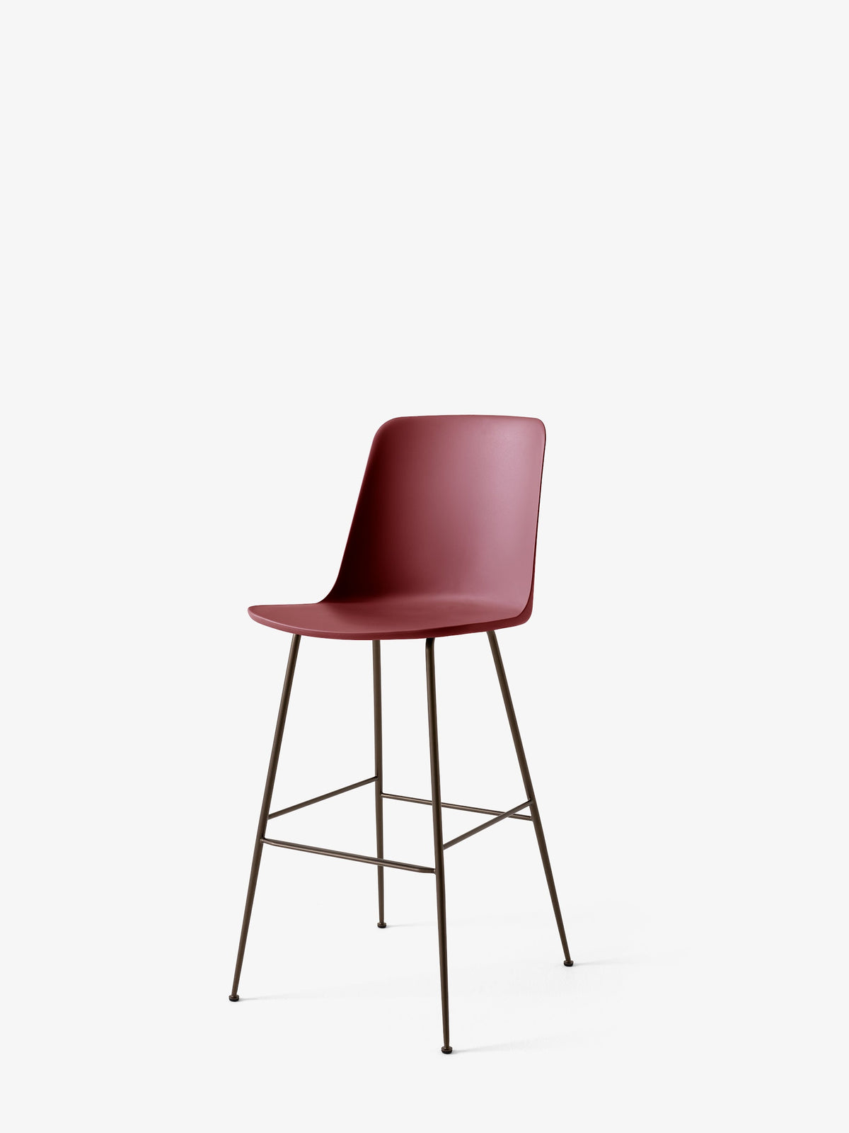 Chaise de bar Rely HW96 Brun rouge piètement tube bronze - &amp;Tradition