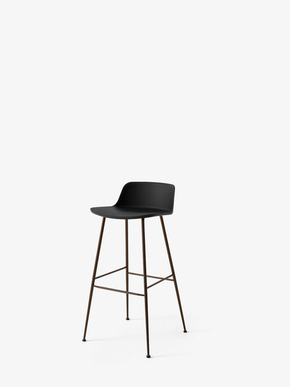 Tabouret de bar Rely HW86 Noir piètement tube bronze - &amp;Tradition