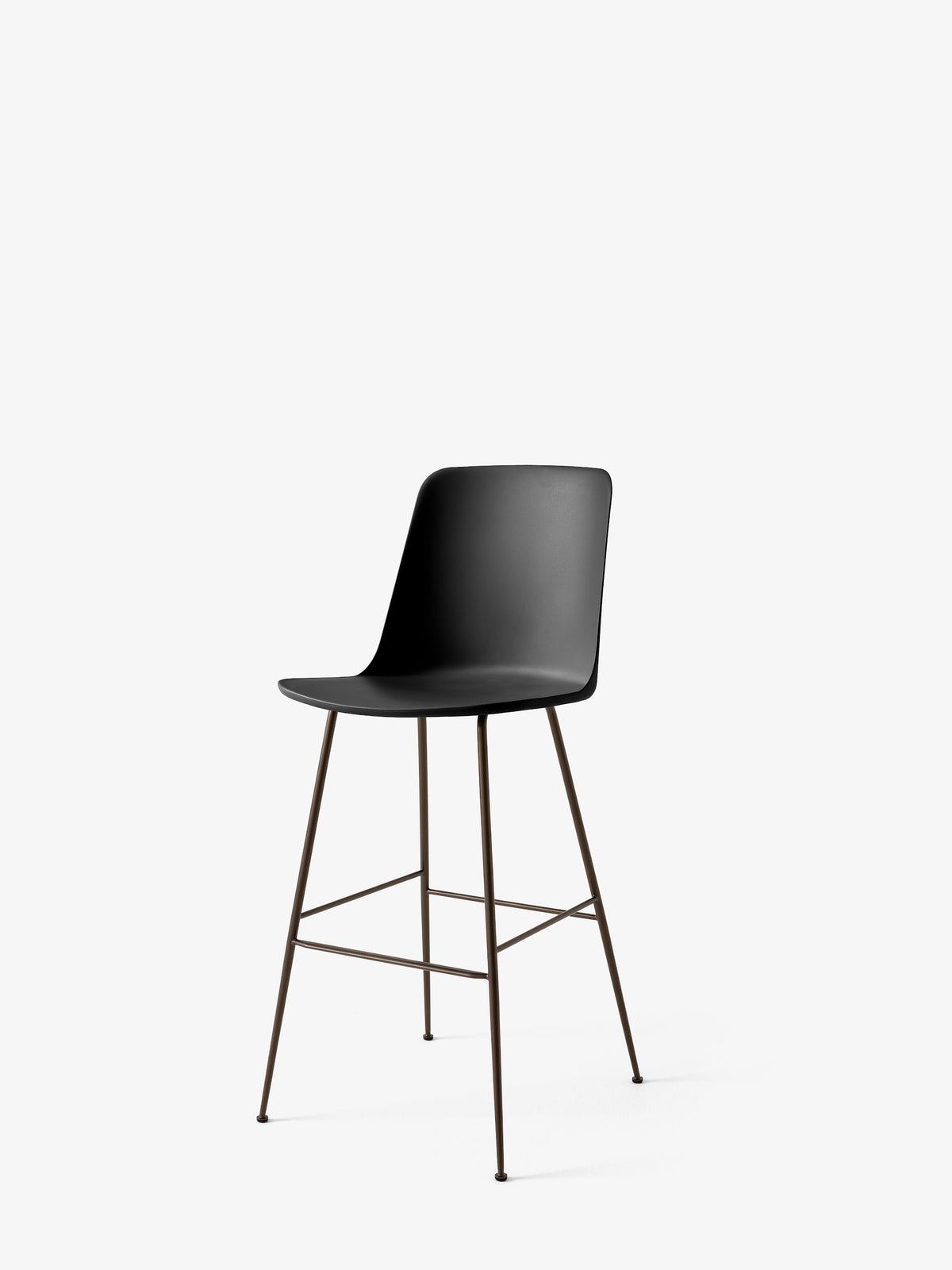 Chaise de bar Rely HW96 Noir piètement tube bronze - &amp;Tradition