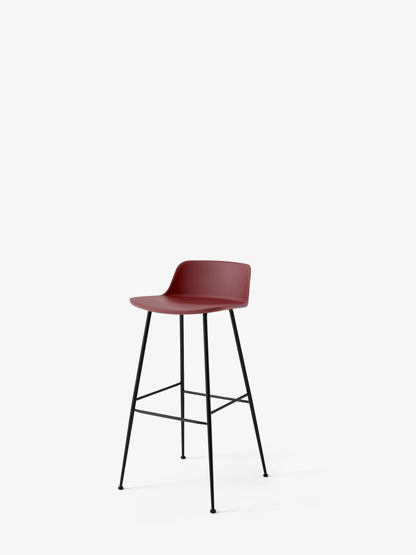 Tabouret de bar Rely HW86 Brun rouge piètement tube noir - &amp;Tradition