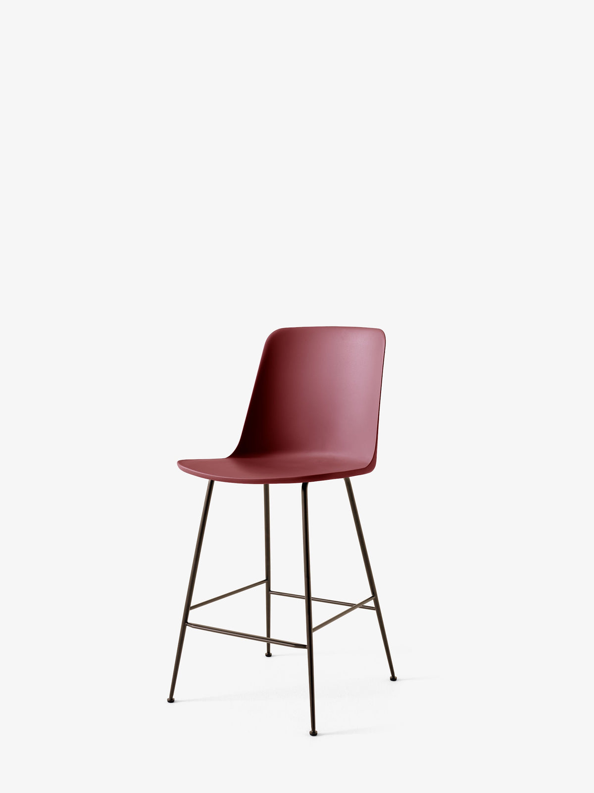 Chaise de comptoir Rely HW91 Brun rouge piètement tube bronze - &amp;Tradition