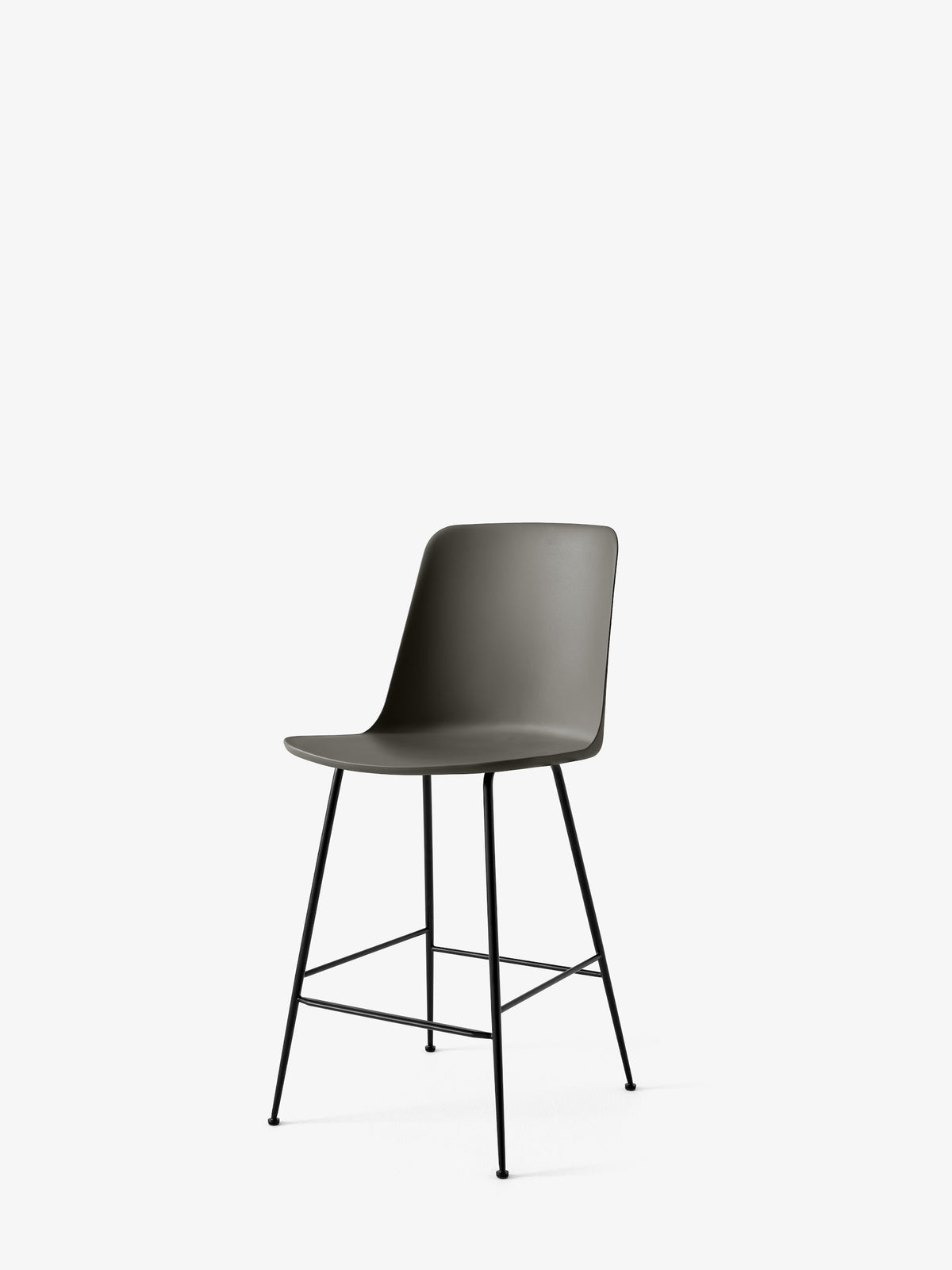 Chaise de comptoir Rely HW91 Gris pierre piètement tube noir - &amp;Tradition