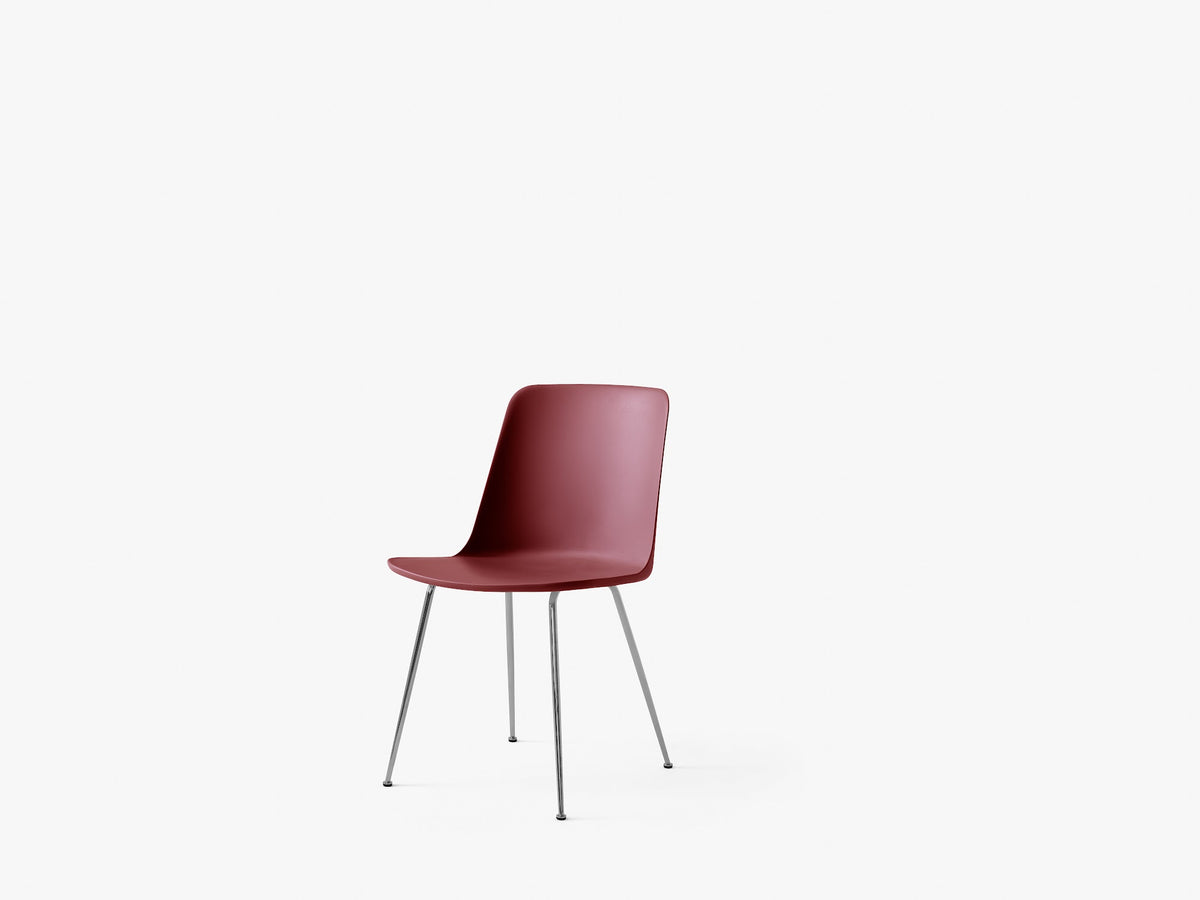 Chaise Rely HW6 Brun rouge piètement tube chromé - &amp;Tradition