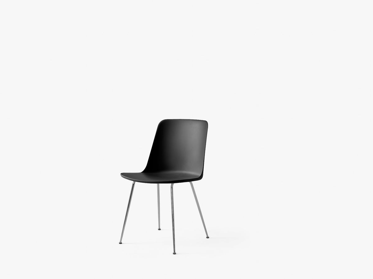 Chaise Rely HW6 Noir piètement tube chromé - &amp;Tradition
