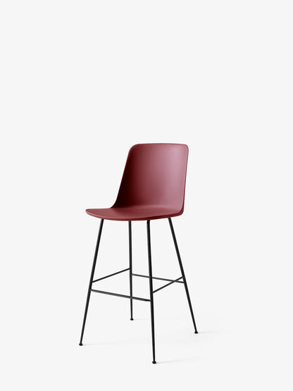Chaise de bar Rely HW96 Brun rouge piètement tube noir - &amp;Tradition